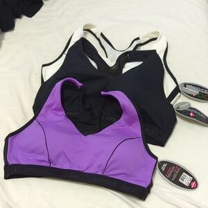 Shock Absorber Lot Of 2 Sport Gym Active Racerback plunge Bra 38B New